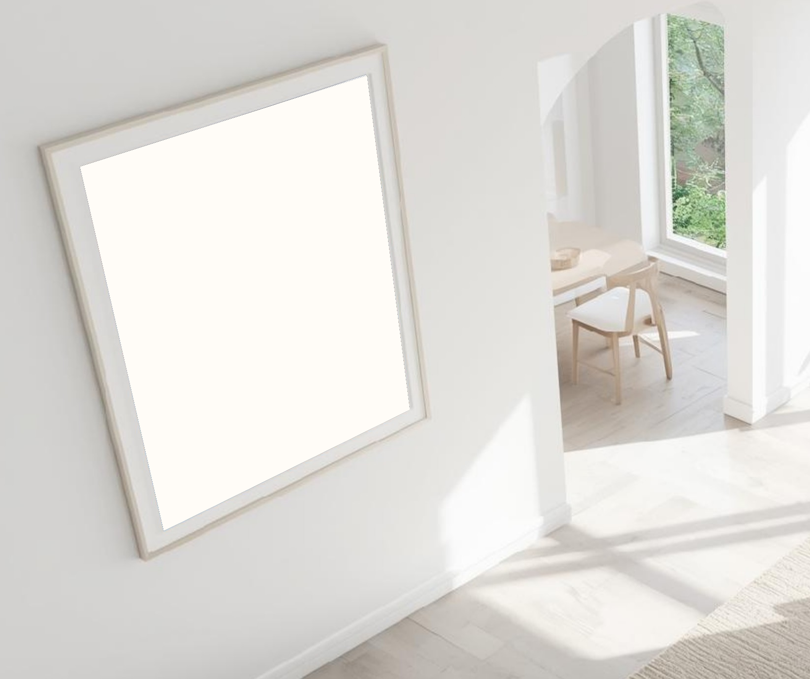 Angled frame on white wall